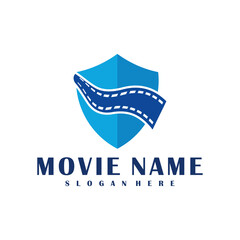 Shield Film logo design concept vector. Cinema illustration design