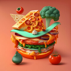 Surrealism, Abstract, Surrealist Food, Dinner, Plates, Dining, Meals, made with generative ai