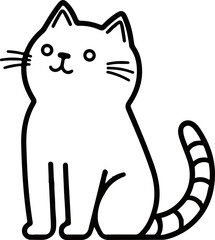 Cat Outline Cute Cartoon