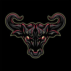 mascot logo bull illustration for e-sport team