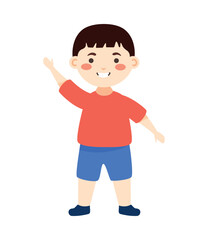 student with red shirt