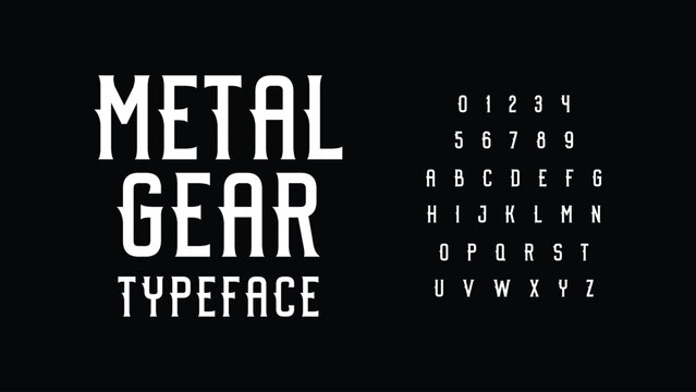 Crafted Retro Vintage Typeface Design: A Metal Rock Band Display Alphabet with Fantasy-Style Letters. Ideal for Old Badges, Labels, and Logo Templates. Vector Illustration