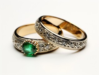 Jewelry wedding ring couple ring gold jade gemstone antique