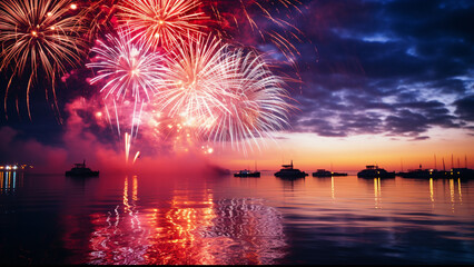Fototapeta premium New Year's Eve Fireworks A Display of Celebration and Lights