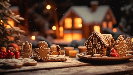 Christmas Baking Homemade Cookies, Gingerbread Houses