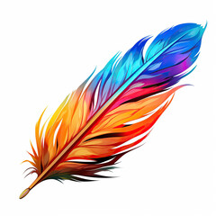 Vibrant Elegance: A Colorful Feather Illustration,feather on white background