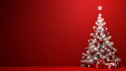 Joyful Christmas Red Background with Ample Copy Space