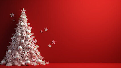 Joyful Christmas Red Background with Ample Copy Space