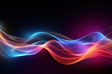 Abstract background, wave lines dynamic  flowing  light, data digital abstract technology. generative ai