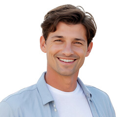 smiling young man isolated on transparent background generative ai