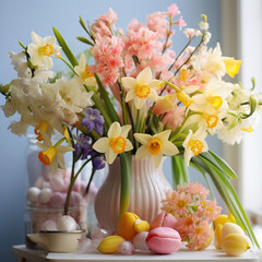 Windowsill Wonderland: A Symphony of Spring Blooms,still life with flowers
