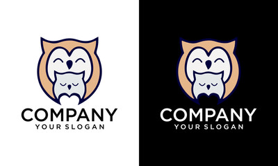 Illustration Owl logo design with Two colour concept and creative.