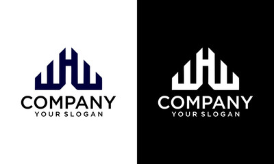 HW letter logo design. HW polygon, circle, triangle, hexagon, flat and simple style with white color variation letter logo set in one artboard. HW minimalist and classic logo. HW