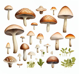 set of mushrooms, generative ai