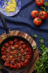 Freshly made meatballs.