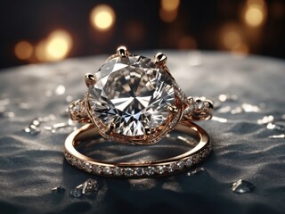 closeup of diamond ring generative ai - obrazy, fototapety, plakaty