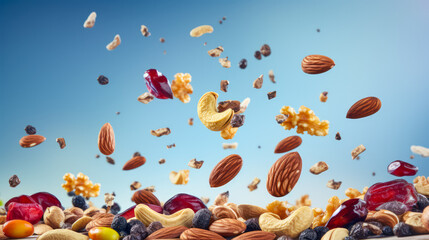 Dry Fruits and Mixed Nuts Levitate	 - obrazy, fototapety, plakaty