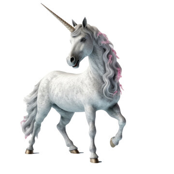 hyper realistic 3d render of unicorn only on transparent background
