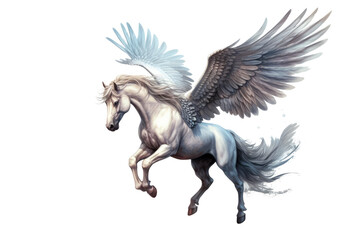 Majestic Pegasus horse flying on transparent background - obrazy, fototapety, plakaty