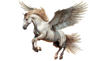 Majestic Pegasus horse flying on transparent background