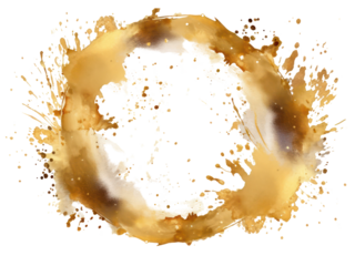 Gold brush stroke on transparent background cutout.