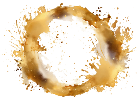 Gold brush stroke on transparent background cutout.