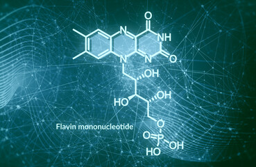 Chemical formula of flavin mononucleotide. Skeletal formula.