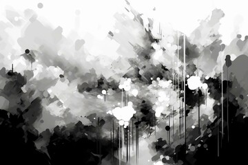 black-and-white brush on vibrant backdrop, computer-generated. Generative AI