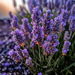 Obraz premium Sunlit Serenity in a Lavender Field,close up of lavender flowers,lavender flowers in the garden