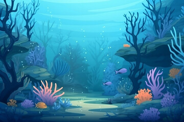 Obraz na płótnie Canvas Underwater scene of happy and untouched ocean life generative ai