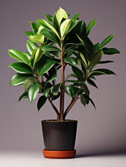 Rubber Plant (Ficus elastica) Studio Shot Isolated on Clear Background, Generative AI