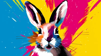 Sierkussen cute easter bunny, colorful image, pop-art style 2 © Blood Storm