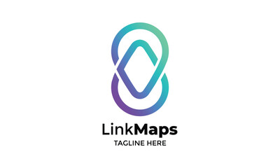 Logo vector maps linked concept symbol networking information pin area locate spot mark navigation find place