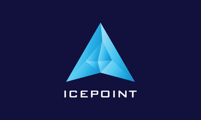 Ice blue up arrows logo vector minimalist design growth vision symbol cursor button forecast future business success concept