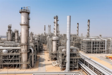 Obraz premium Large refinery complex with lots of pipelines around corridor generative ai