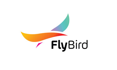 Fly bird logo vector freedom wild animal symbol communication network deliver business concept multimedia brand technology