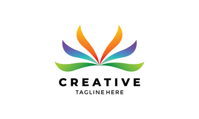 Creative design flower colorful logo vector art design elegant harmony modern style networking partnership concept