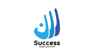 Logo vector success blue color progress up development growth business goal successful strategy win target achievement