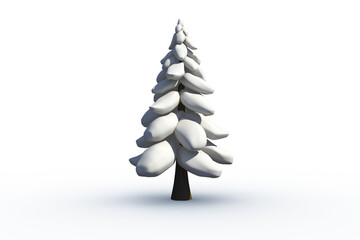 Digital png illustration of white snow covered christmas tree on transparent background