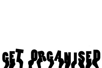 Digital png illustration of hands and get organised on transparent background - obrazy, fototapety, plakaty