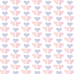 Digital png illustration of red and blue hearts repeated on transparent background