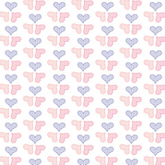 Digital png illustration of red and blue hearts repeated on transparent background
