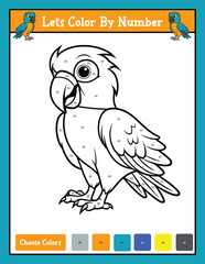 Color by number coloring page printable activity With Cute Parrot
