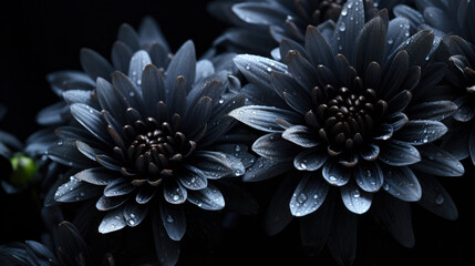 Beautiful Black Flowers Abstract Background	 - obrazy, fototapety, plakaty