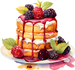Colorful Watercolor Bakery Art - Unique Transparent Cake Clipart Design