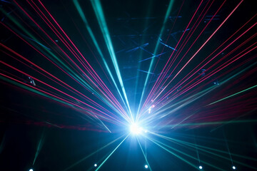 Laser show beams inside of musical club generative ai