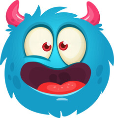 Funny cartoon monster character. Illustration of cute and happy alien creature