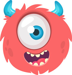 Funny cartoon monster character. Illustration of cute and happy alien creature © drawkman