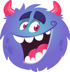 Funny cartoon monster character. Illustration of cute and happy alien creature