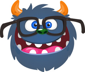 Funny cartoon monster character. Illustration of cute and happy alien creature